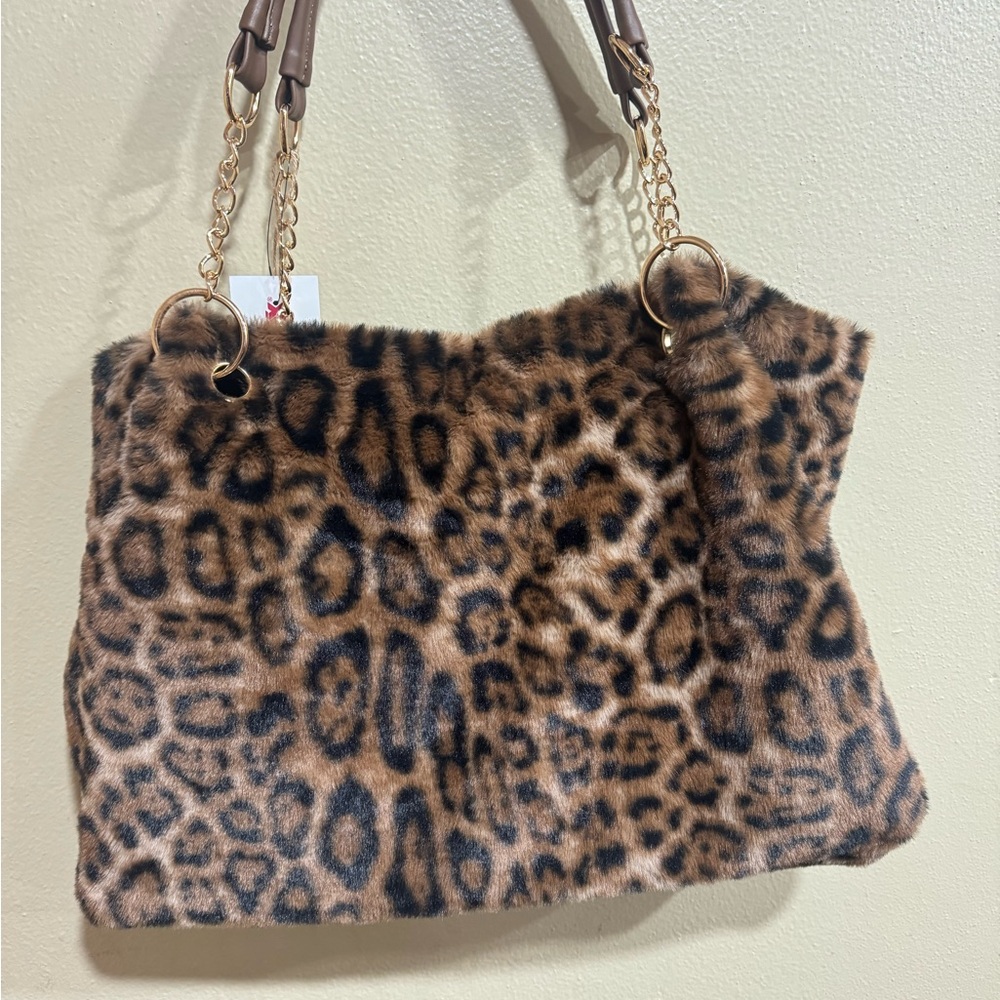 Leopard Print Faux Fur Tote Bag E N Expressions